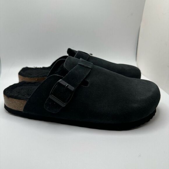 CUSHIONAIRE Women's Cork Footbed Clog with Genuine Leather Upper, Faux Fur Linin - Picture 1 of 7